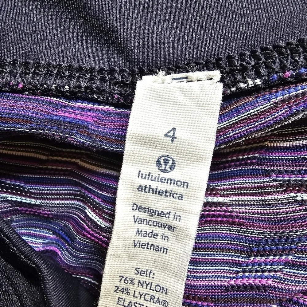 Lululemon Pace Rival Crop Leggings Space Dye Twist Ultra Violet Multi Size 4